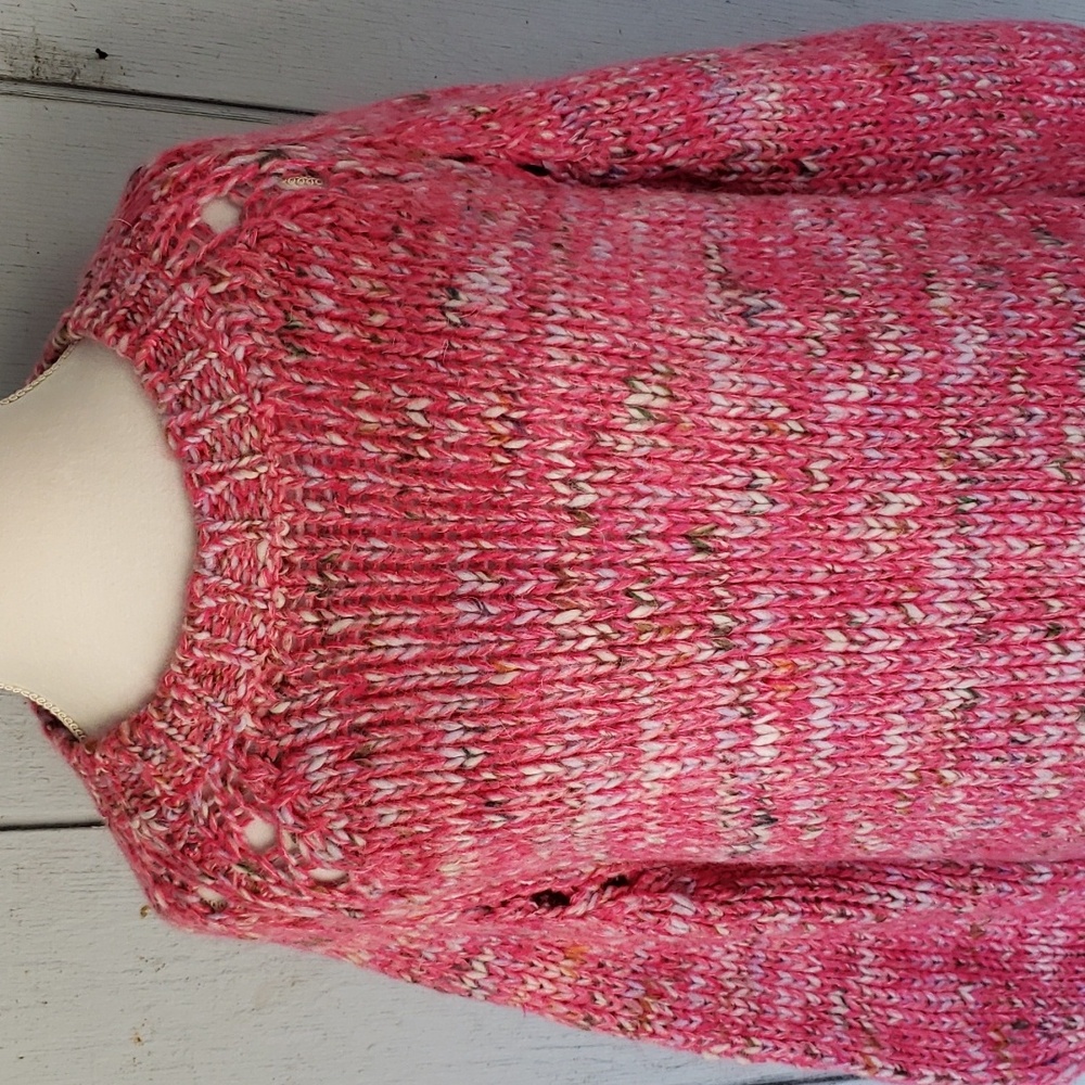 Wool Sweater Mohair Sweater Knit Sweater Pink Wool Mohair Sweater Nylon Sweater